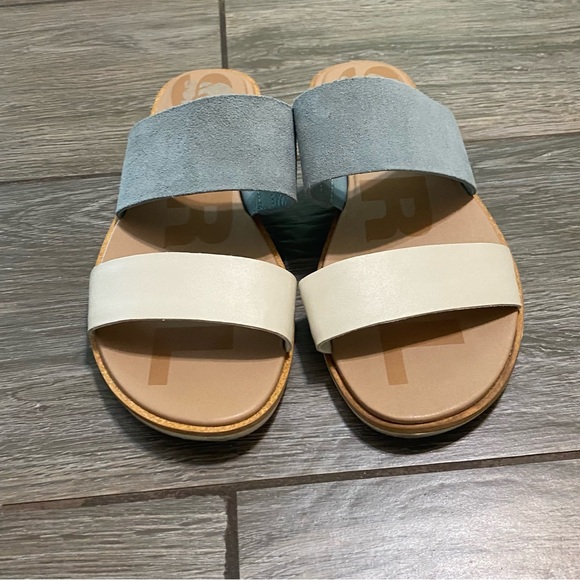 Women's Sorel 8.5 Ella II Slide Crushed Blue/Chalk Leather - Picture 3 of 5